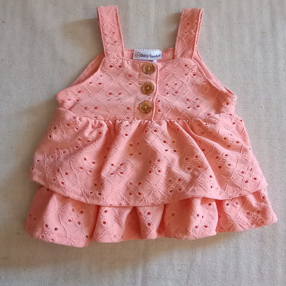 DAISY FUENTES Peach Eyelet Knit Ruffle Baby Dress
